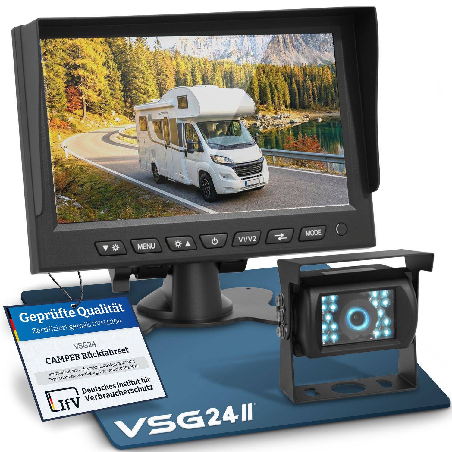 VSG24 7" Rückfahrkamera Set CAMPER | Wohnmobil 120° schwarz RVS-24100
