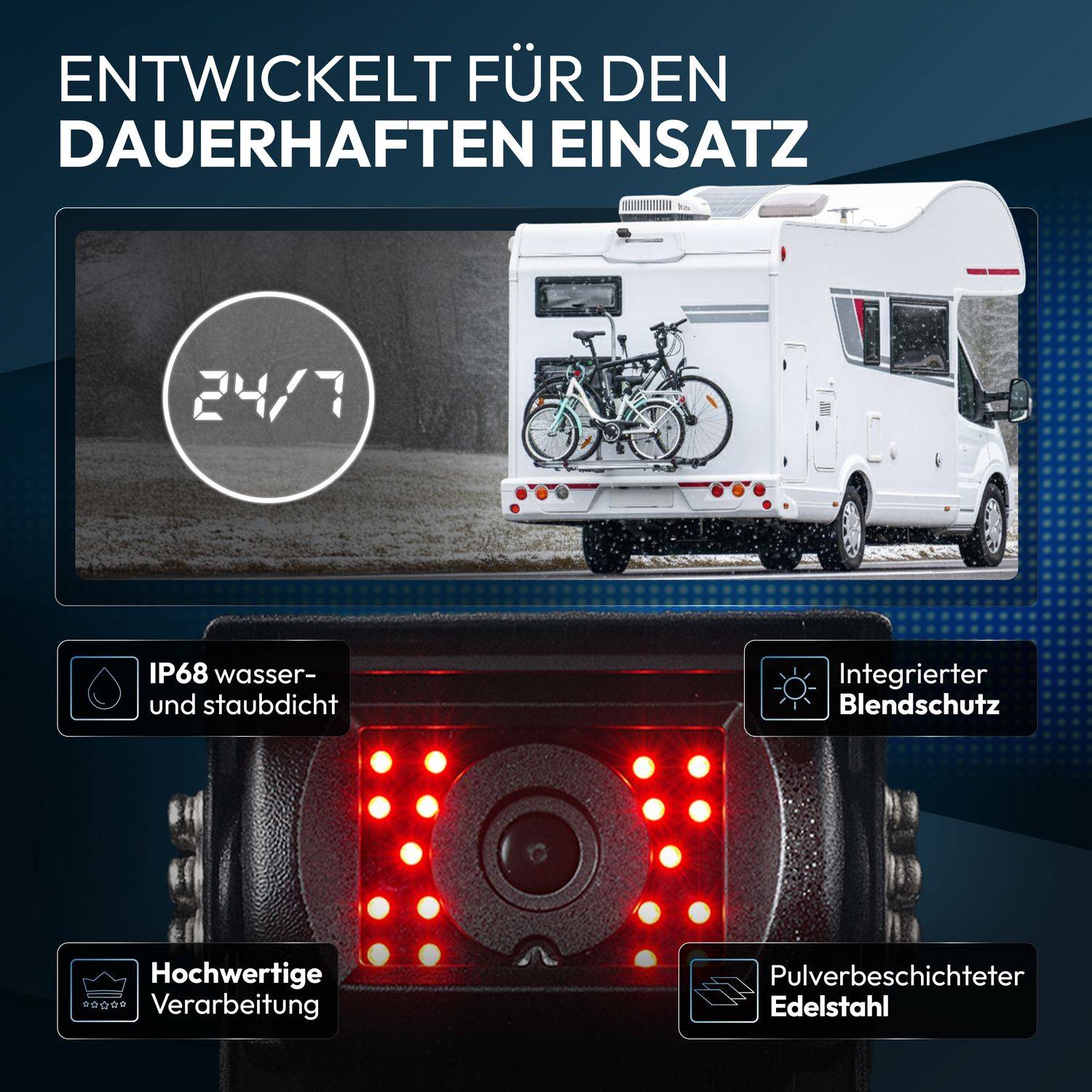 VSG24 7" Rückfahrkamera Set CAMPER | Wohnmobil 120° schwarz RVS-24100