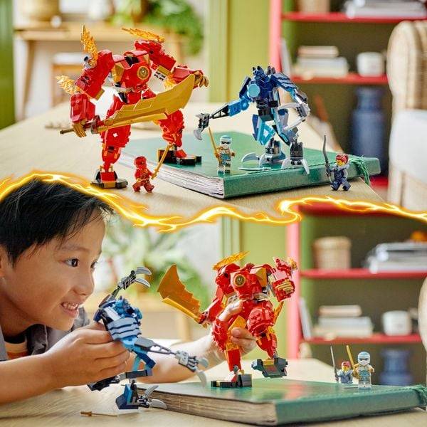 LEGO NINJAGO 71808 Kais Feuermech, Action-Spielzeug mit 2 Actionfiguren