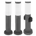 Stehlampe Außenleuchte mit Steckdose Edelstahl Sockellampe Gartenlampe Wegeleuchte, anthrazit, E27 Fassung, DxH 12,7x45 cm, 3er Set Stehlampe Außenleuchte mit Steckdose Edelstahl Sockellampe Gartenlampe Wegeleuchte, anthrazit, E27 Fassung, DxH 12,7x45 cm, 3er Set