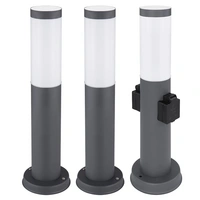 Stehlampe Außenleuchte mit Steckdose Edelstahl Sockellampe Gartenlampe Wegeleuchte, anthrazit, E27 Fassung, DxH 12,7x45 cm, 3er Set Stehlampe Außenleuchte mit Steckdose Edelstahl Sockellampe Gartenlampe Wegeleuchte, anthrazit, E27 Fassung, DxH 12,7x45 cm, 3er Set
