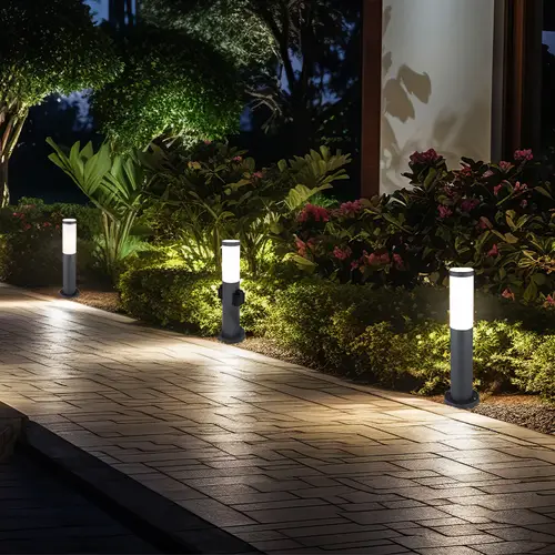 Stehlampe Außenleuchte mit Steckdose Edelstahl Sockellampe Gartenlampe Wegeleuchte, anthrazit, E27 Fassung, DxH 12,7x45 cm, 3er Set Stehlampe Außenleuchte mit Steckdose Edelstahl Sockellampe Gartenlampe Wegeleuchte, anthrazit, E27 Fassung, DxH 12,7x45 cm, 3er Set