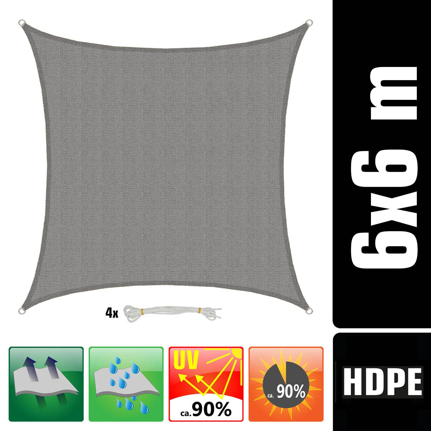 UV Sonnensegel Wasserdurchlässig 6x6 - Viereckig - Sonnenschutz Garten Terrasse