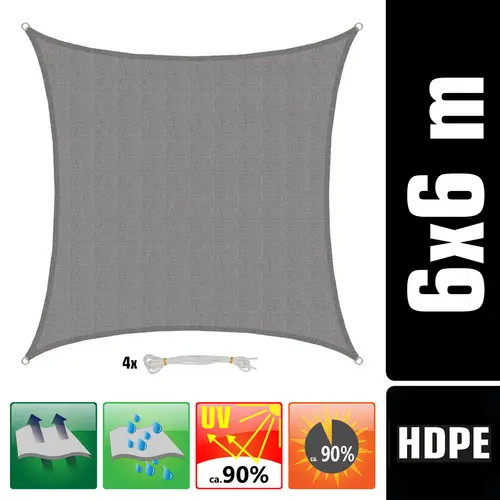 UV Sonnensegel Wasserdurchlässig 6x6 - Viereckig - Sonnenschutz Garten Terrasse UV Sonnensegel Wasserdurchlässig 6x6 - Viereckig - Sonnenschutz Garten Terrasse