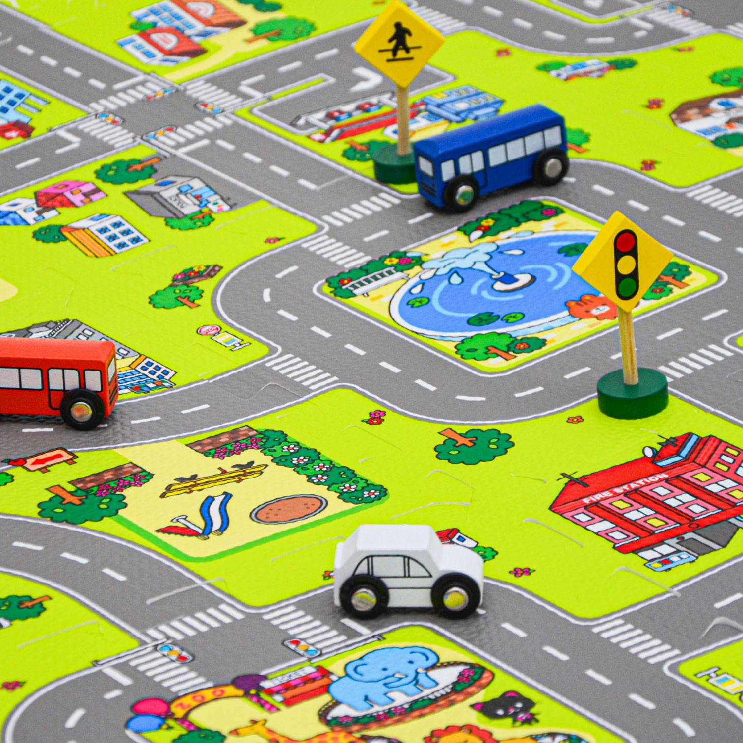 9 Teile Puzzlematte Straße für Kinder - 30x30 Spielstraße Puzzle Spielteppich