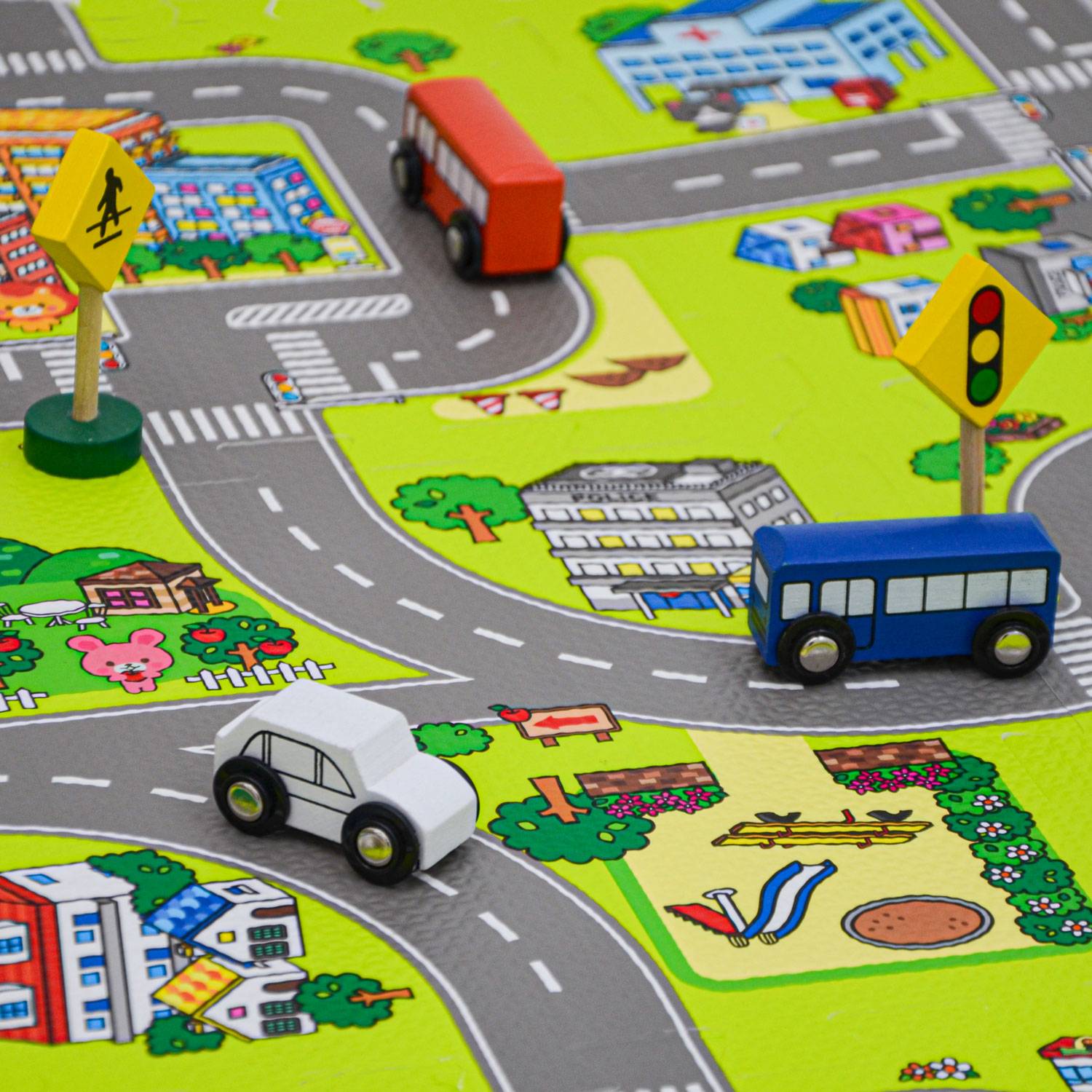 9 Teile Puzzlematte Straße für Kinder - 30x30 Spielstraße Puzzle Spielteppich