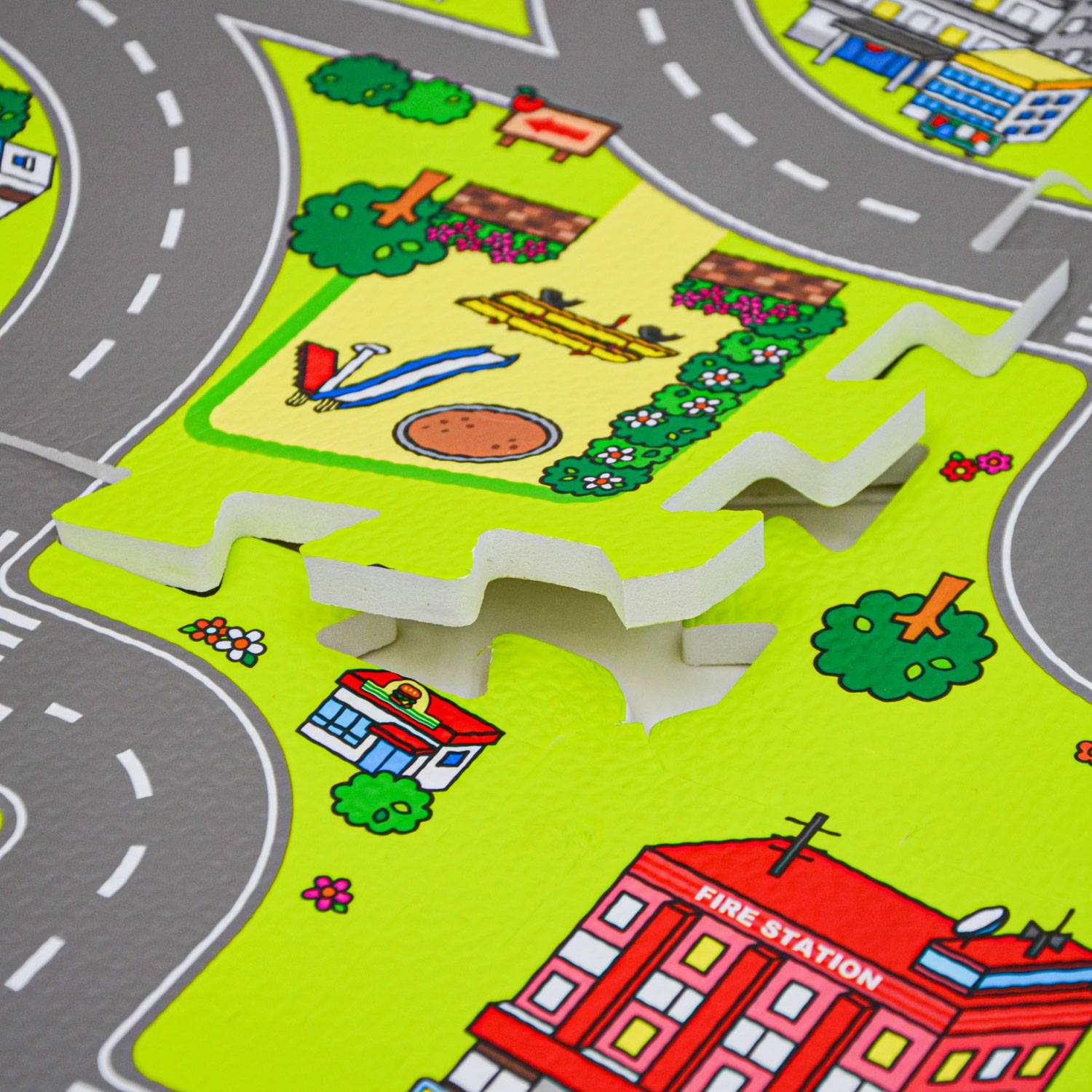 9 Teile Puzzlematte Straße für Kinder - 30x30 Spielstraße Puzzle Spielteppich