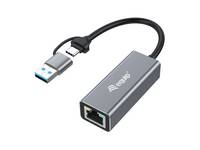 USB 3.0 zu Ethernet-Adapter mit angebundenem Kabel und RJ45-Netzwerkport