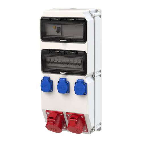 PC ELECTRIC 9025575 - Wandverteiler "STROBL" (1x CEE-Steckdose 400V/32A/5-pol + 1x CEE-Steckdose 400V/16A/5-pol + 3x