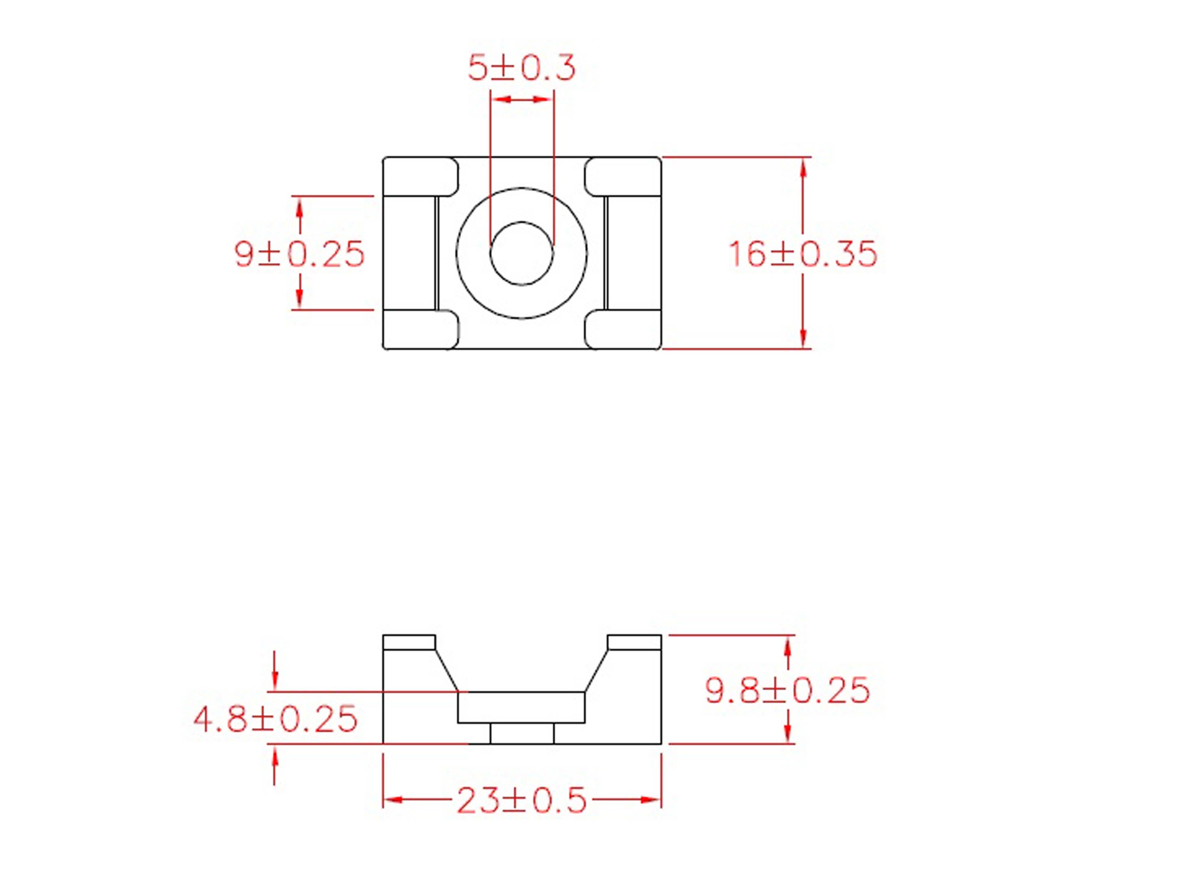 KSS Befestigungssockel schraubbar Polyamid 6.6, Natur, Befestigungsloch 5, L=23, B=16, 1 Stück