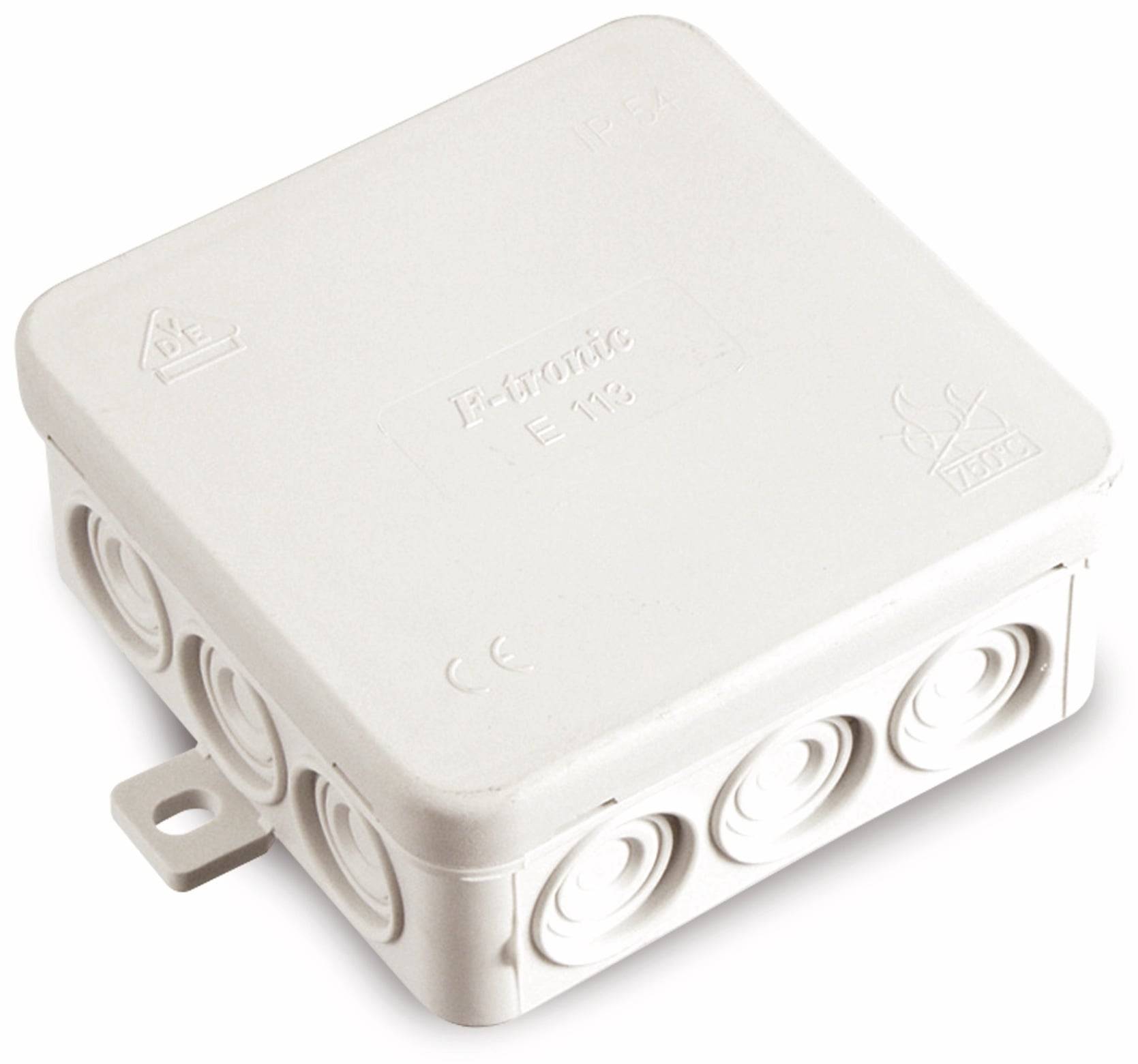 F-TRONIC Verteilerdose, 85x85x40 mm, 12 Einführungen, grau, 10 Stück