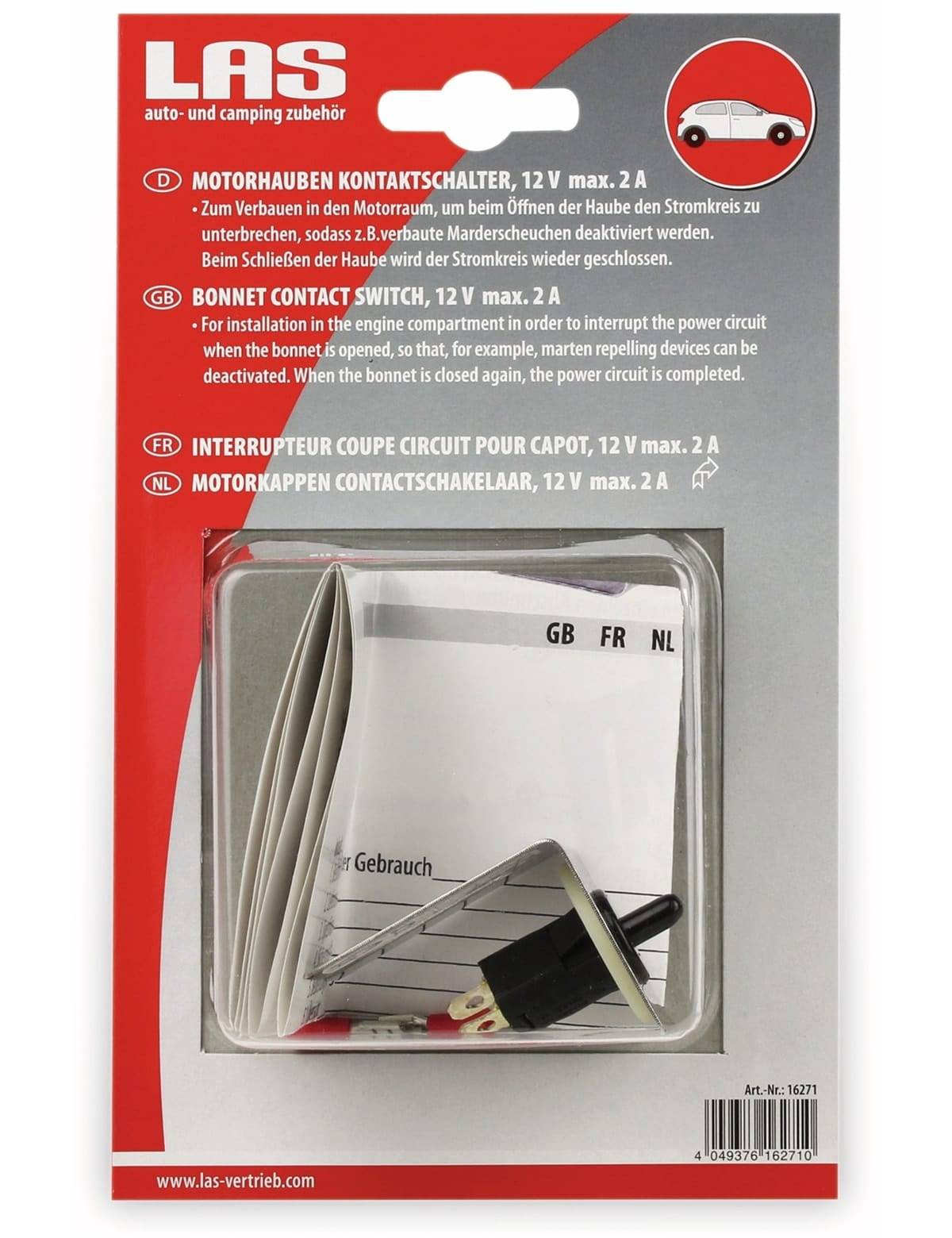 LAS KFZ-Kontaktschalter 16271, für Motorhauben