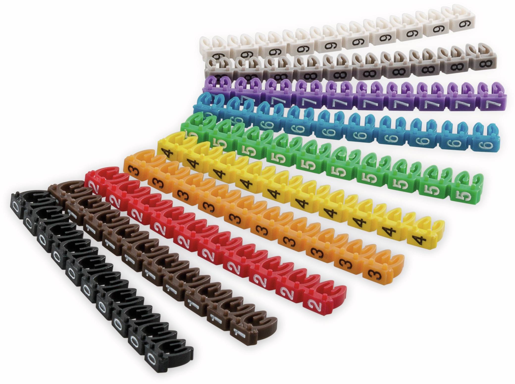 GOOBAY Kabelmarker-Clips "Ziffern 0-9", für Kabeldurchmesser bis 2,5 mm, 100 St.