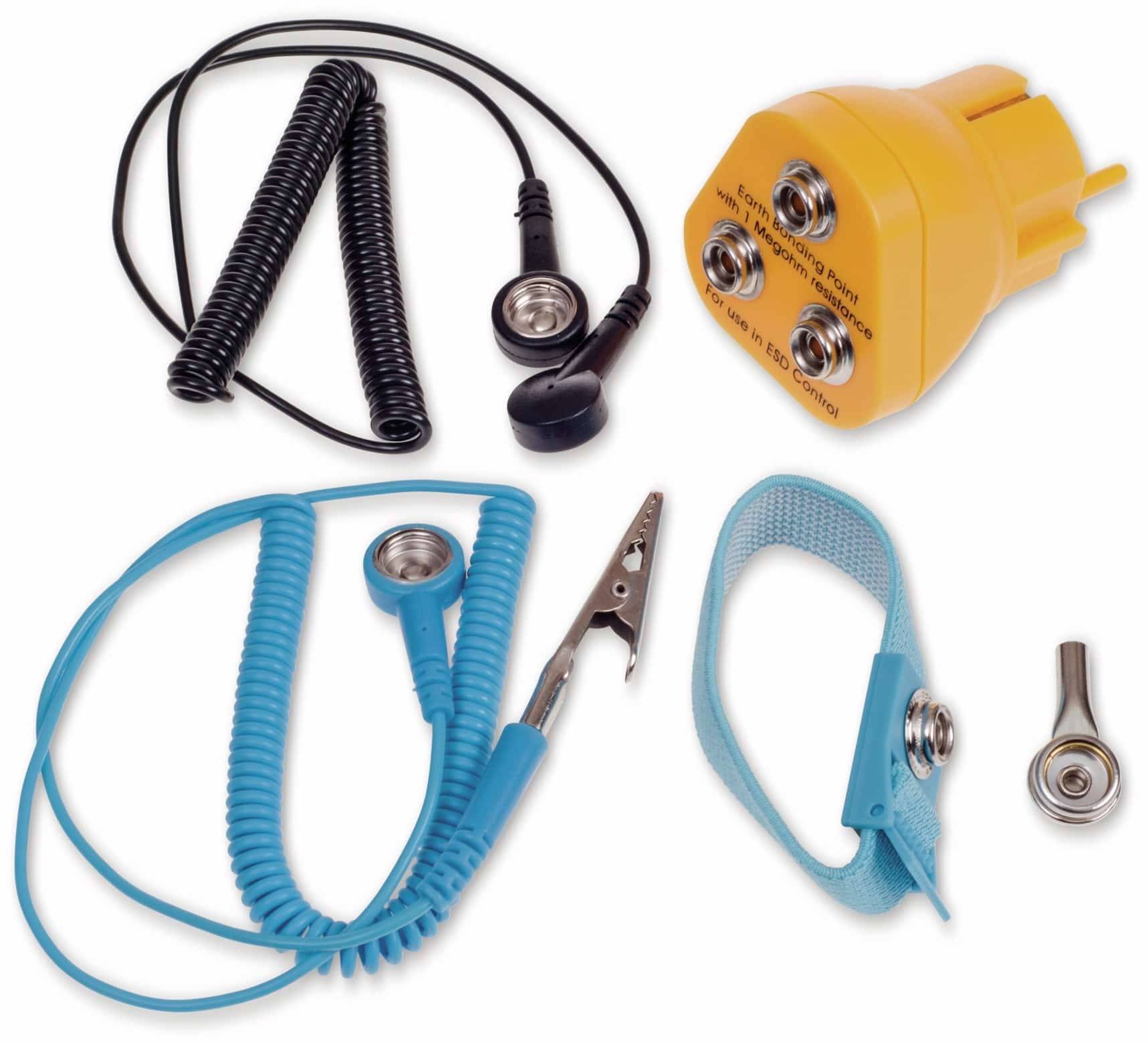 QUADRIOS ESD-Arbeitsplatz-Komplettset 2001EC001, Grau, Druckknopf 10 mm