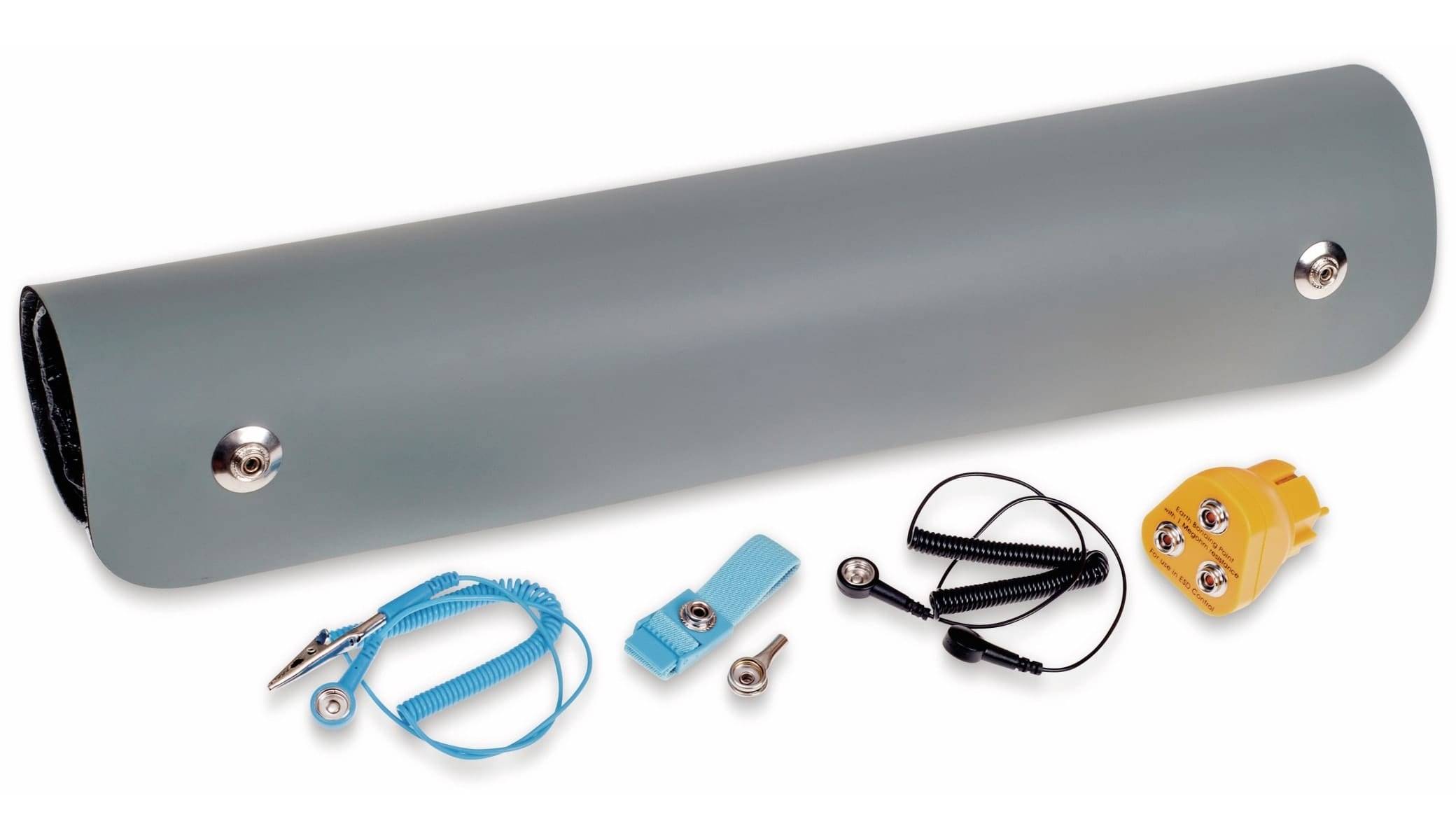 QUADRIOS ESD-Arbeitsplatz-Komplettset 2001EC001, Grau, Druckknopf 10 mm