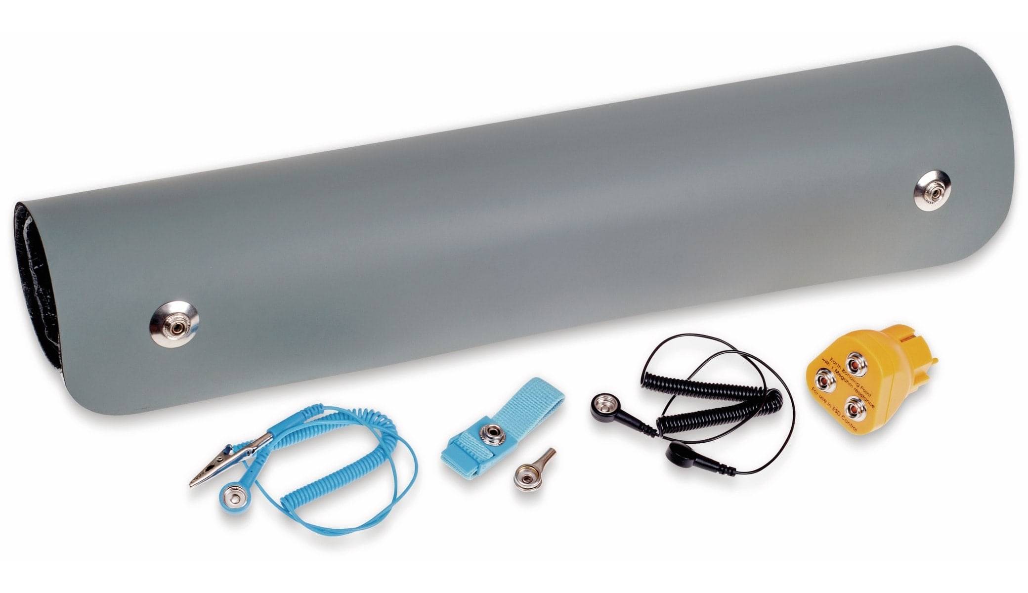 QUADRIOS ESD-Arbeitsplatz-Komplettset 2001EC001, Grau, Druckknopf 10 mm