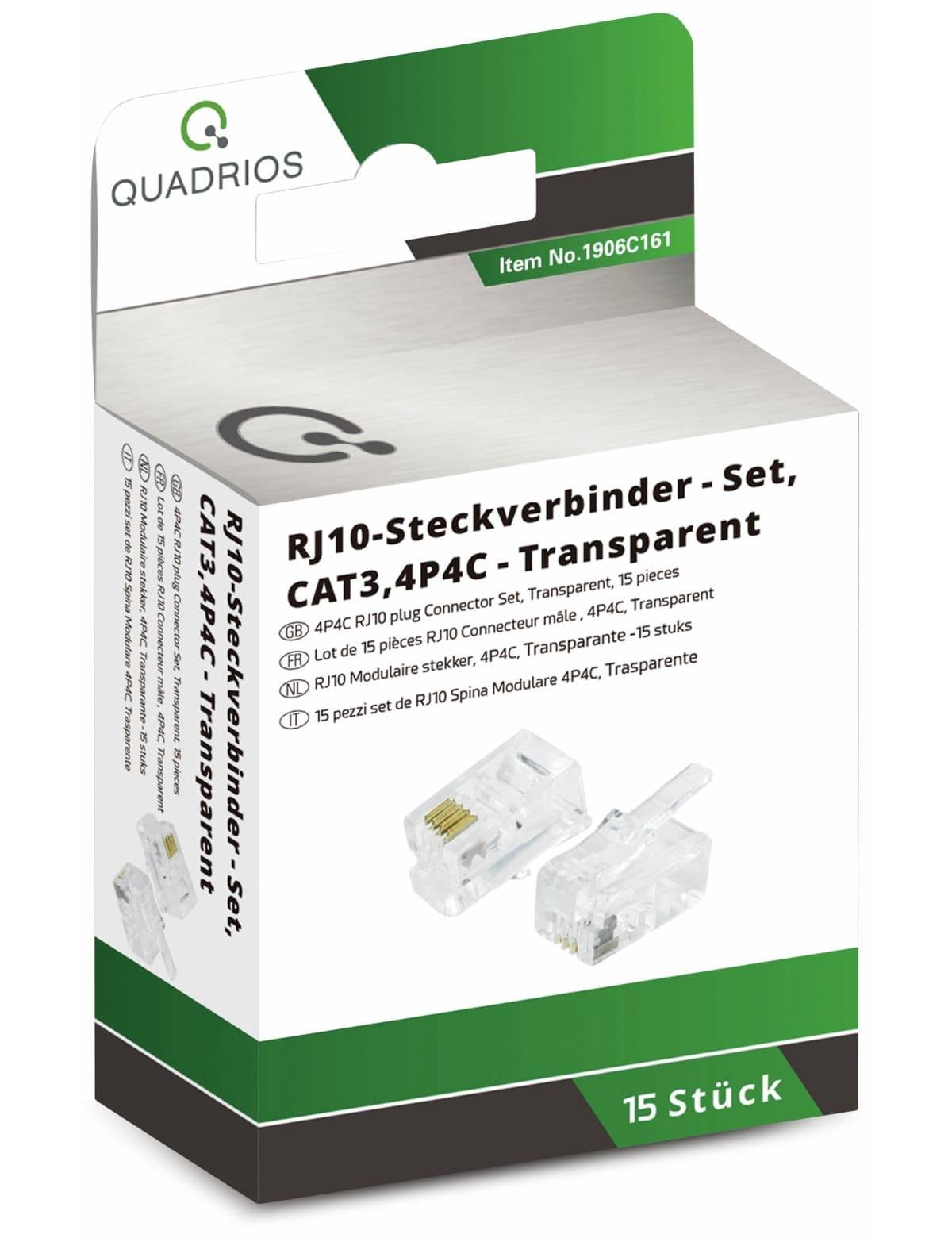 QUADRIOS Modularstecker-Set 1906C161, Polzahl 4P4C, ungeschirmt, 15 Stück