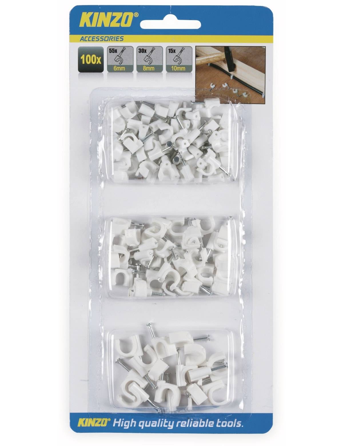 KINZO Nagelschellen-Set 100 Stück, 6/8/10 mm
