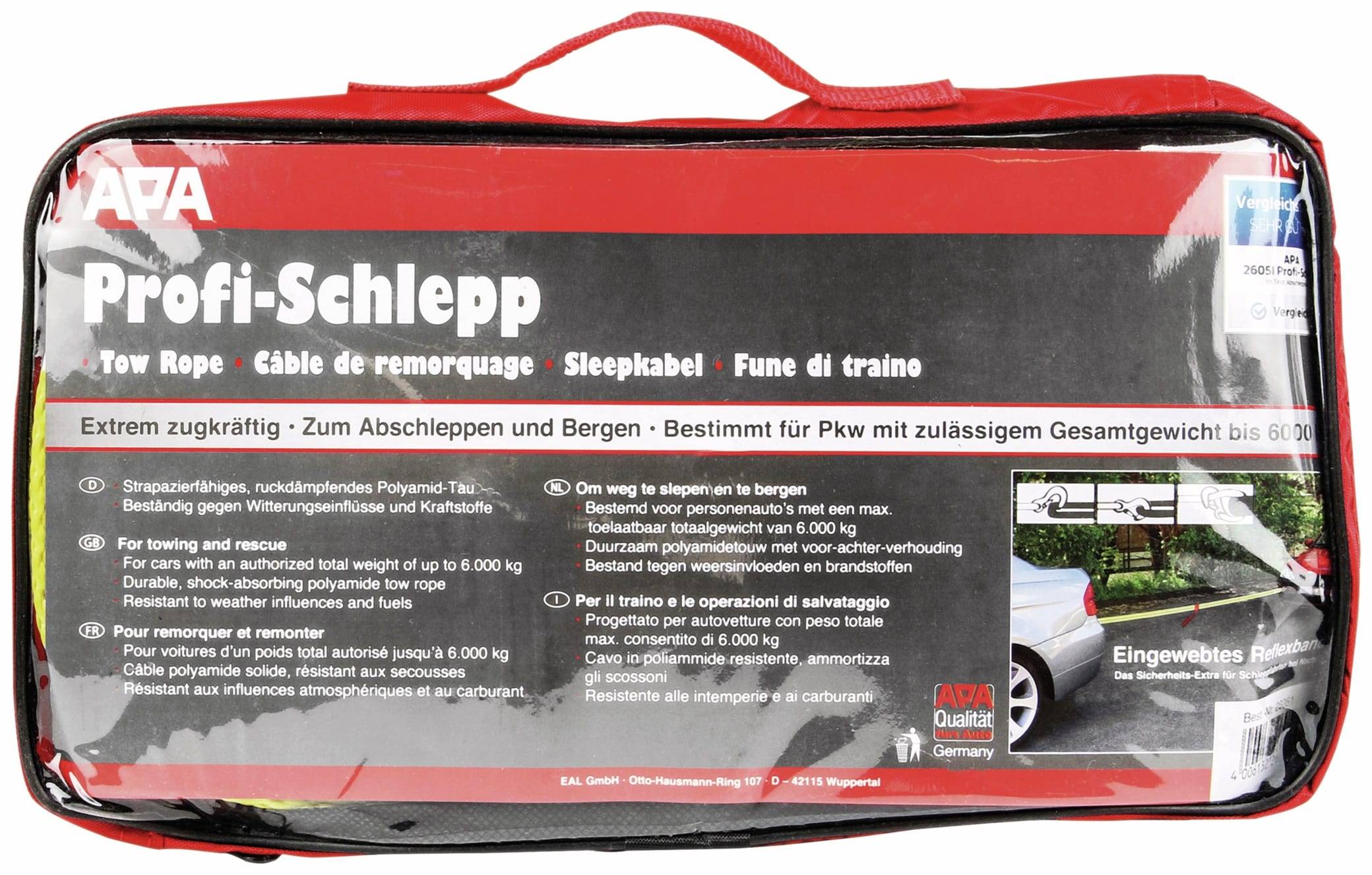 APA Abschleppseil 26051, Profi-Schlepp, 4 m, 6000 kg