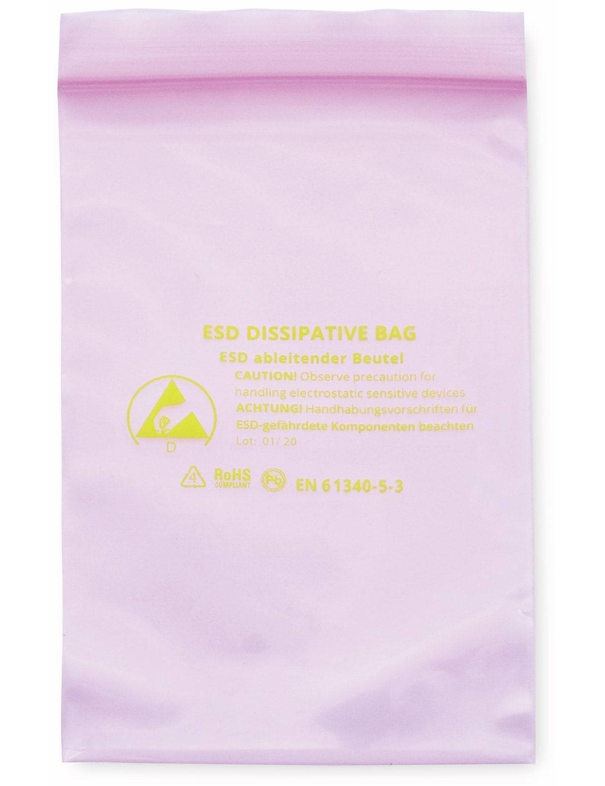 QUADRIOS Zip-Beutel Dissipativ 1903EC111, 75 x 125mm, 10 Stück