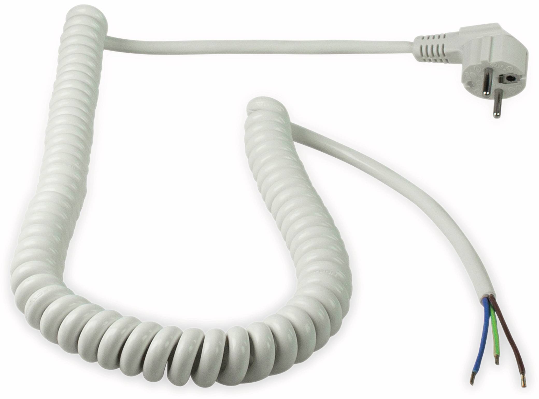 AS SCHWABE Anschluss Spiralkabel, 4 m, 3x1,5 mm², weiß, offenes Ende