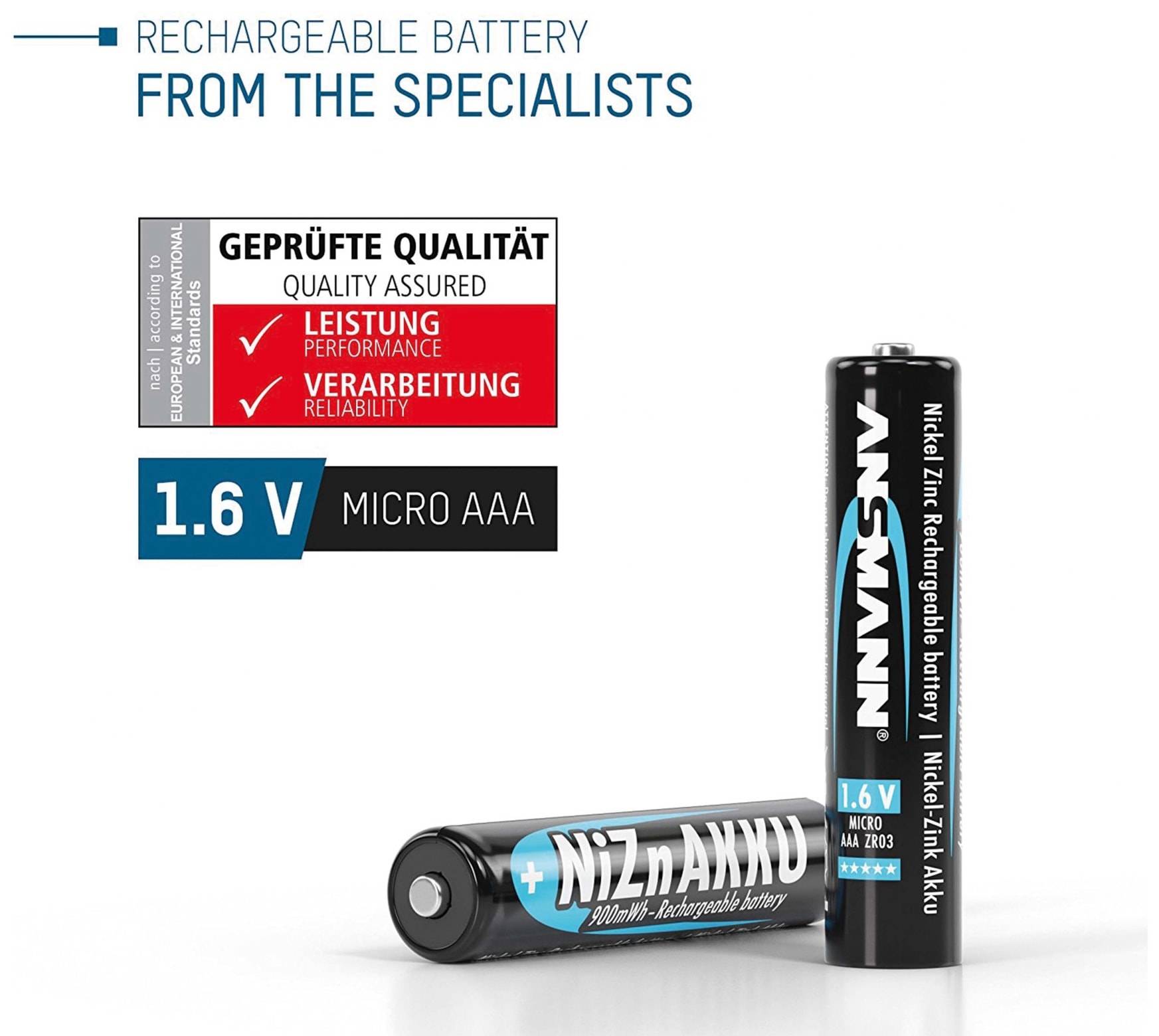 ANSMANN Micro-Akku, NiZn, 550mAh, 4 Stück