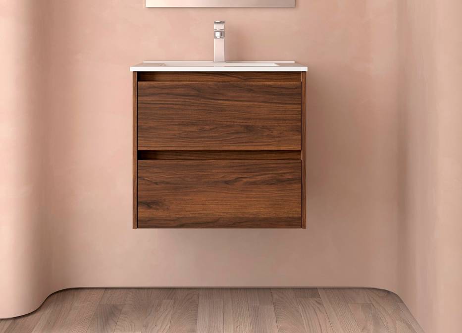 Salgar Noja Unterschrank + Waschbecken 600 2 Schubladen Nussbaum