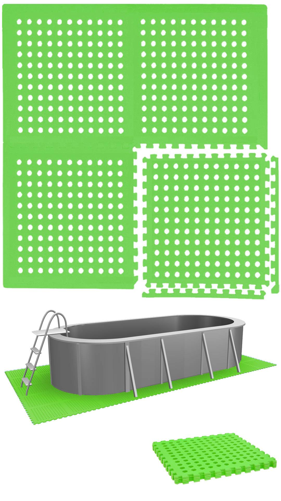 1m² Poolunterlage - 4 Große Poolmatten - 50x50 Outdoor Pool Bodenschutzmatte