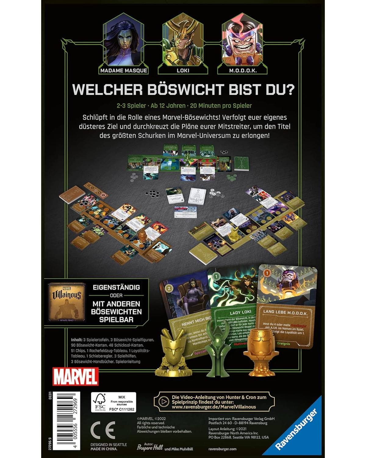 Ravensburger 27296 - Gesellschaftsspiel Erweiterung - Marvel Villainous: Arglist & Schabernack deutsche Ausgabe