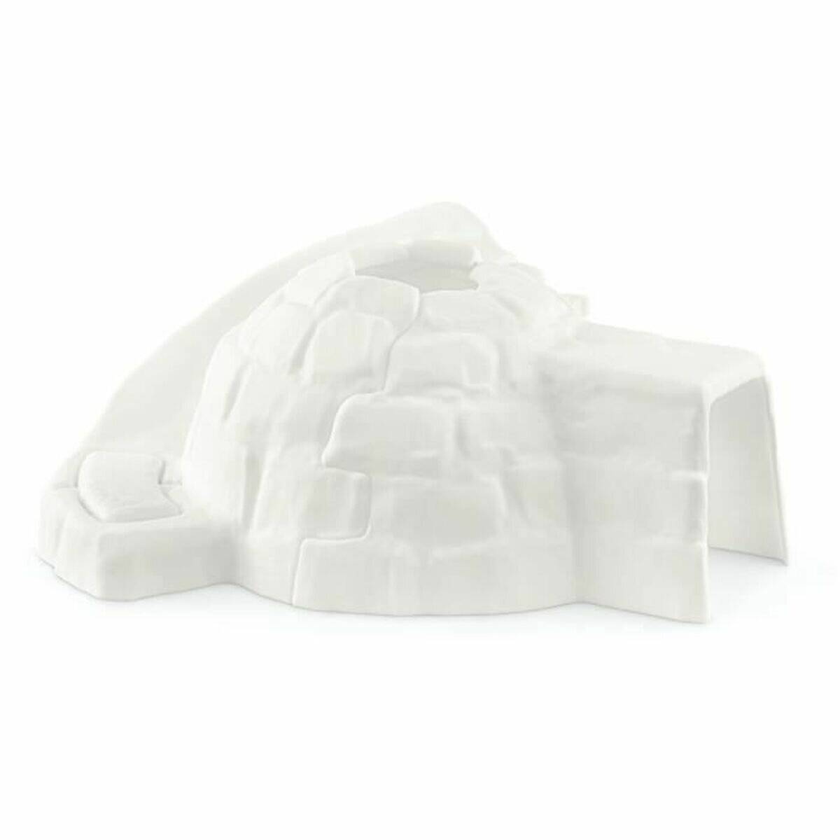 Weißes Spielzelt im Iglu-Stil mit gewölbtem Eingang und blockartiger Schneestruktur auf schlicht weißem Hintergrund.
