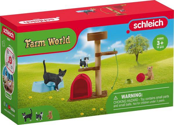 Schleich Farm World 42501 - Spielspaß für niedliche Katzen