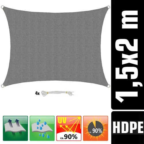 UV Sonnensegel Wasserdurchlässig 1,5x2 - Viereckig Sonnenschutz Garten Terrasse UV Sonnensegel Wasserdurchlässig 1,5x2 - Viereckig Sonnenschutz Garten Terrasse