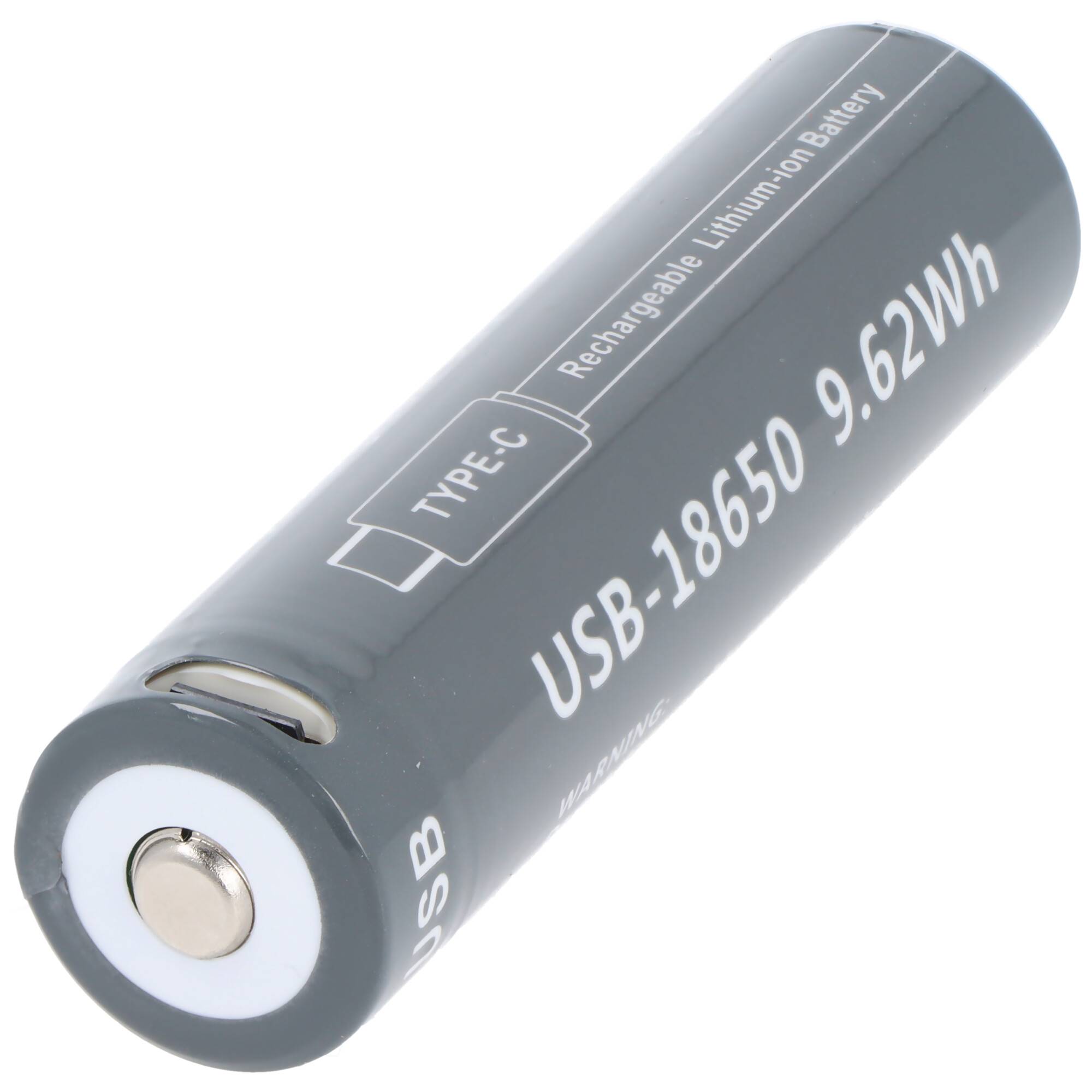 18650 Li-ion Akku, 3,7V, 2600mAh, mit USB-C Charging Port, ca. 71,1 x 18,5mm