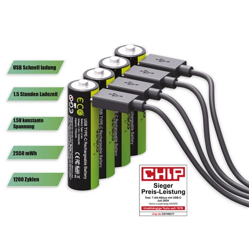 VERICO Li-Ion-Akku Loop Energy AA, mit USB-C Buchse, 4er Pack VERICO Li-Ion-Akku Loop Energy AA, mit USB-C Buchse, 4er Pack