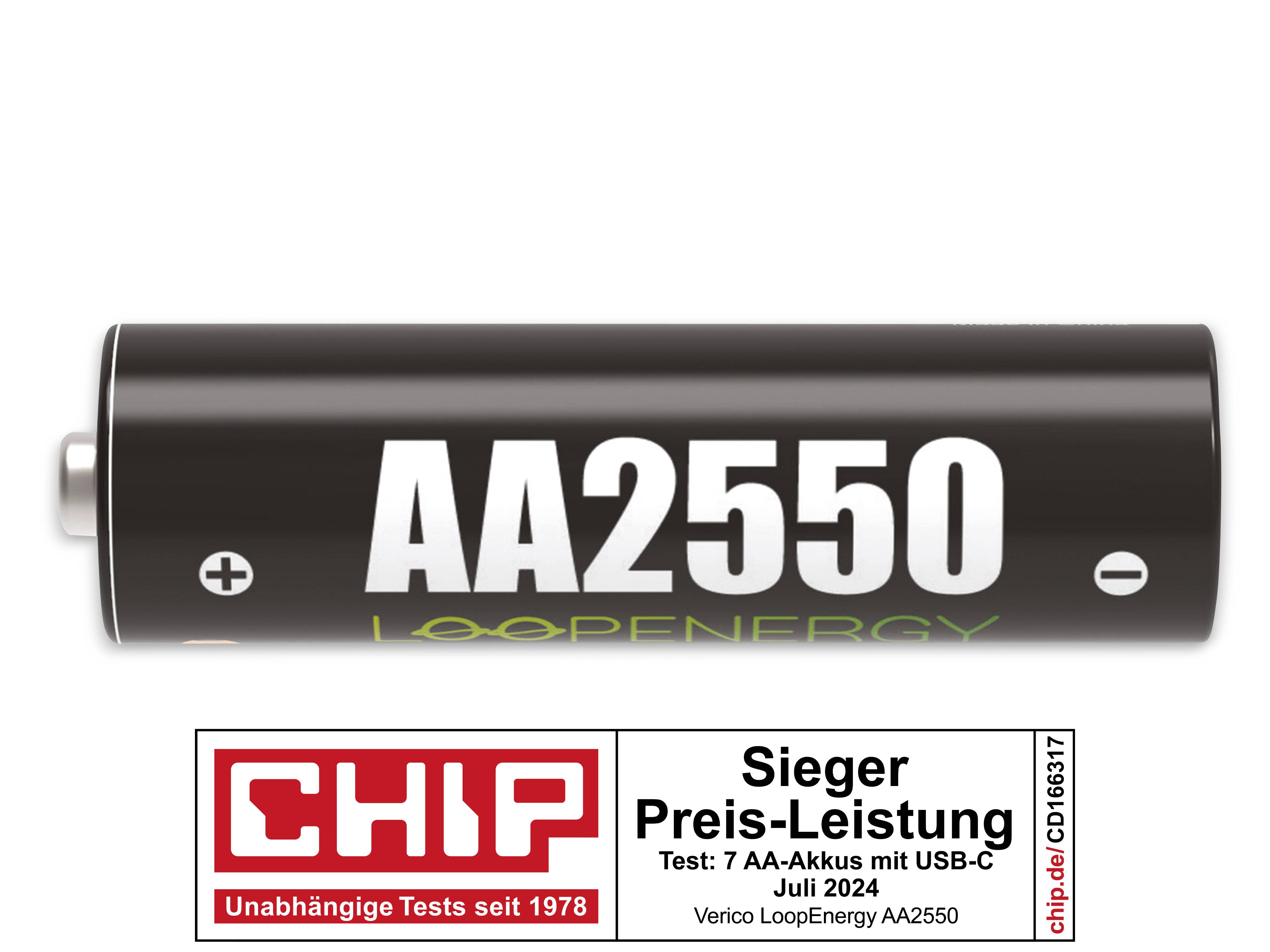 VERICO Li-Ion-Akku Loop Energy AA, mit USB-C Buchse, 4er Pack