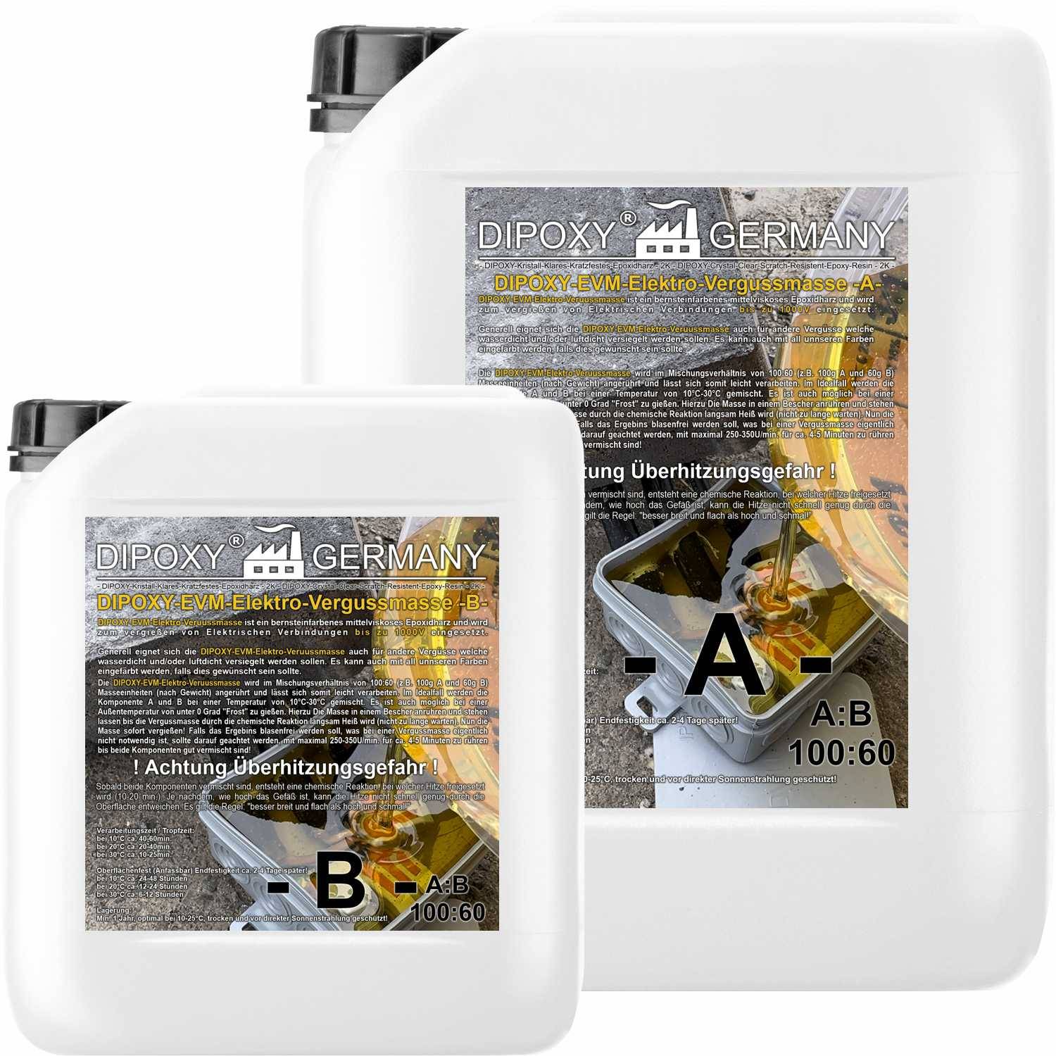 Elektrovergussmasse Epoxidharz IP68 & IP69 bis 1000 Volt, 40kg braun-transluzent (durchsichtig)  wasserdicht für Abzweigdosen
