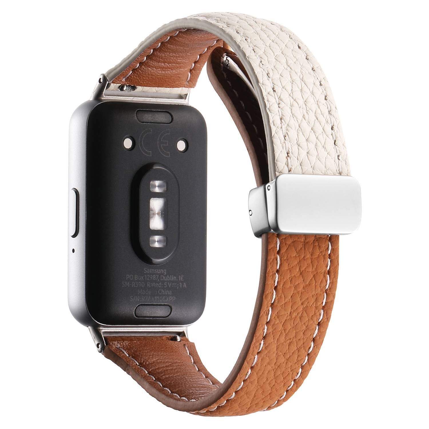 Für Samsung Galaxy Fit 3 Leder Armband Litchi Textur magnetische Schnalle Weiß / Braun