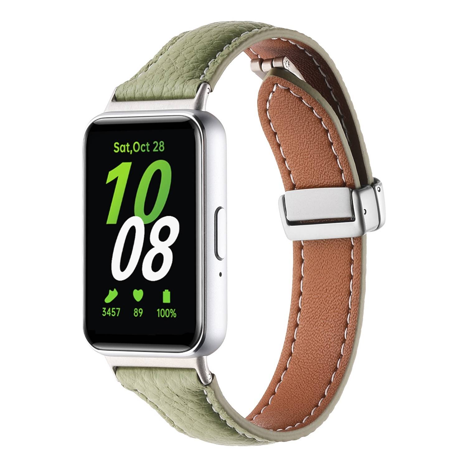 Für Samsung Galaxy Fit 3 Leder Armband Litchi Textur magnetische Schnalle Grün