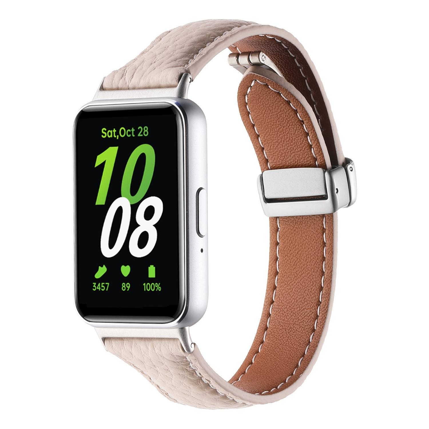 Für Samsung Galaxy Fit 3 Leder Armband Litchi Textur magnetische Schnalle Beige