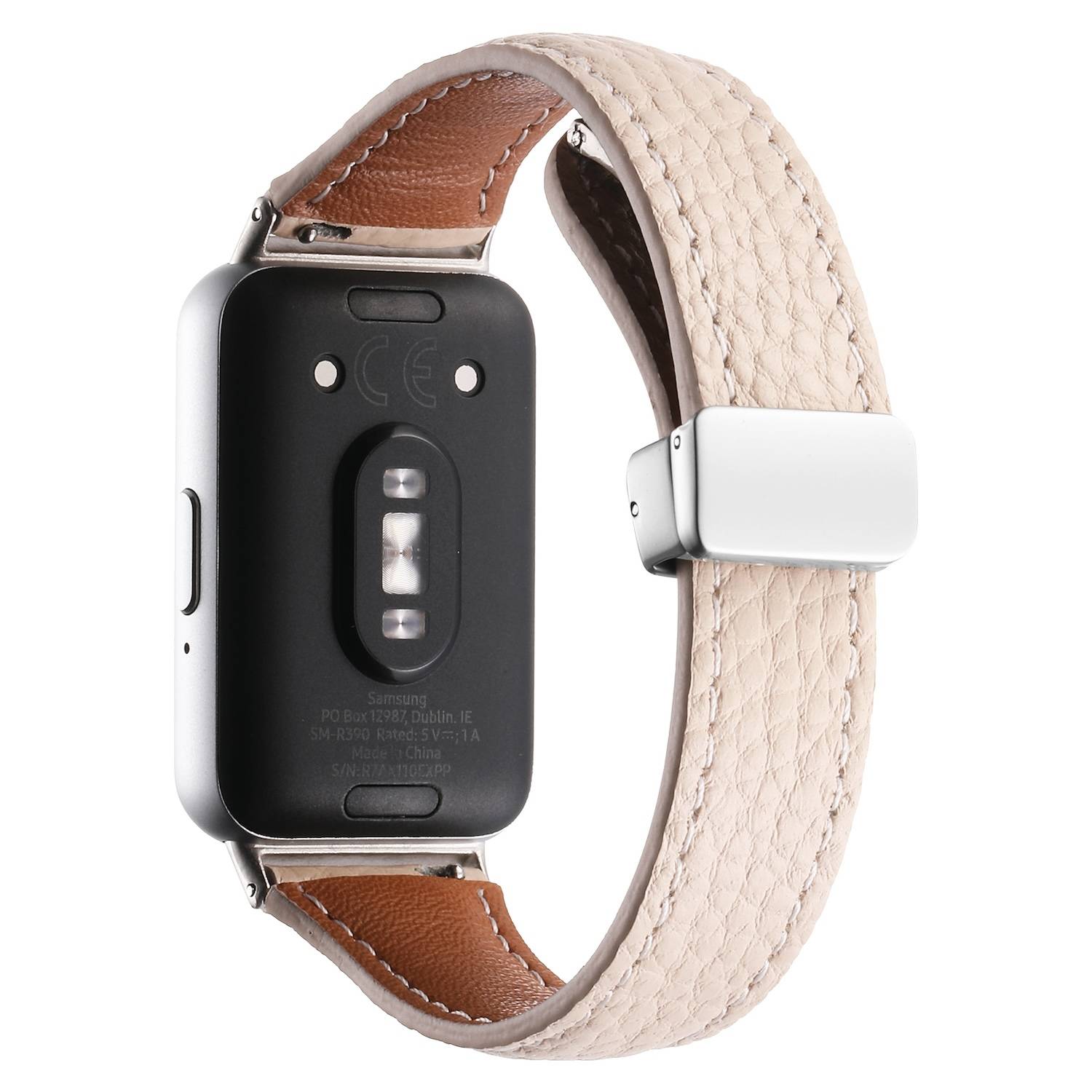 Für Samsung Galaxy Fit 3 Leder Armband Litchi Textur magnetische Schnalle Beige