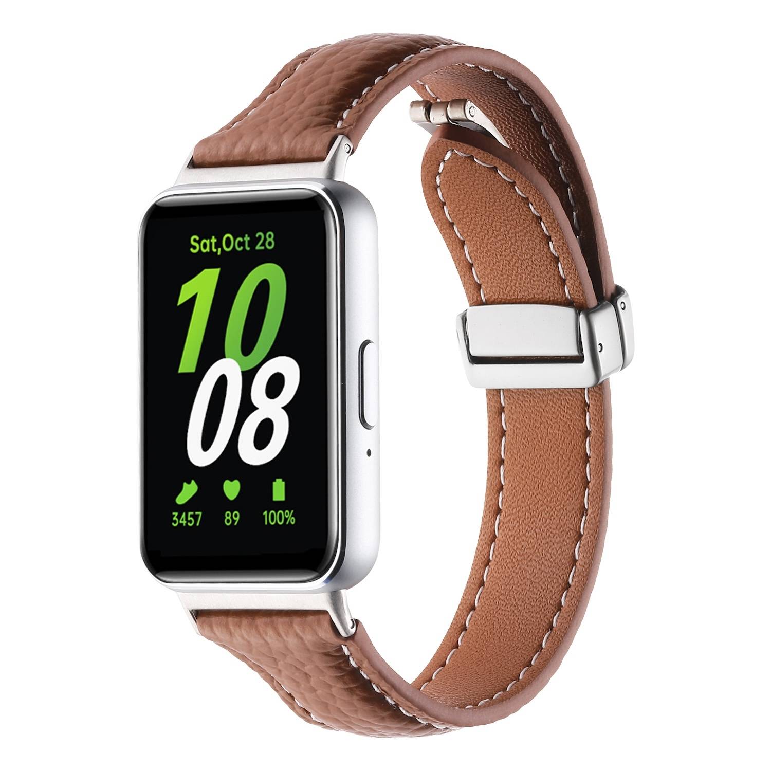 Für Samsung Galaxy Fit 3 Leder Armband Litchi Textur magnetische Schnalle Braun