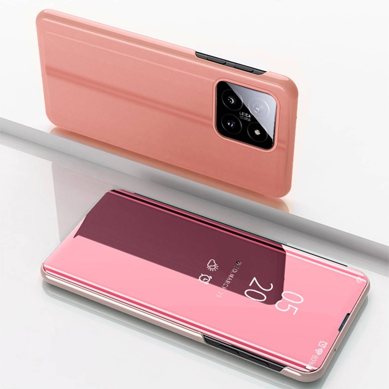 Für Xiaomi 14 View Spiegel Handy Smart Cover Wake UP Funktion Case Pink