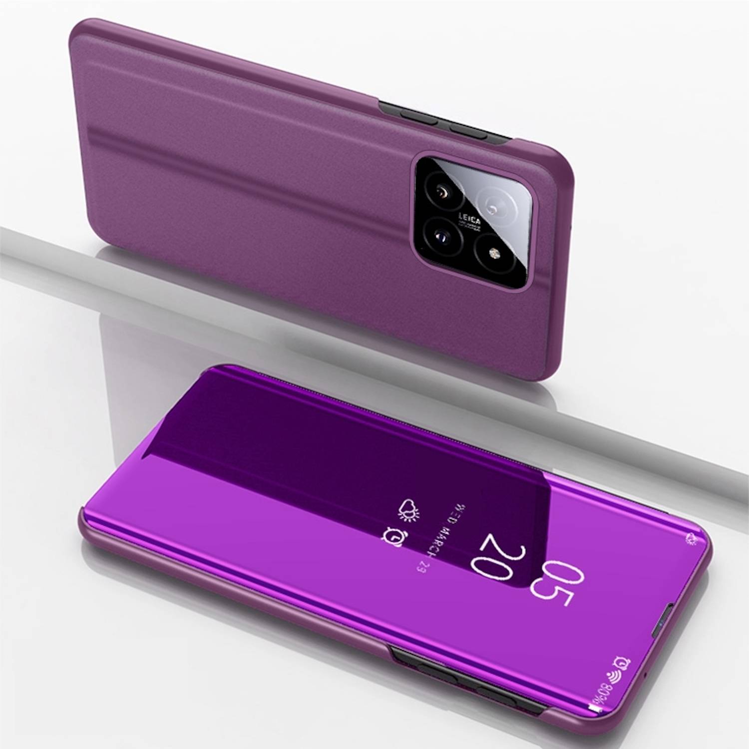 Für Xiaomi 14 View Spiegel Handy Smart Cover Wake UP Funktion Case Magenta