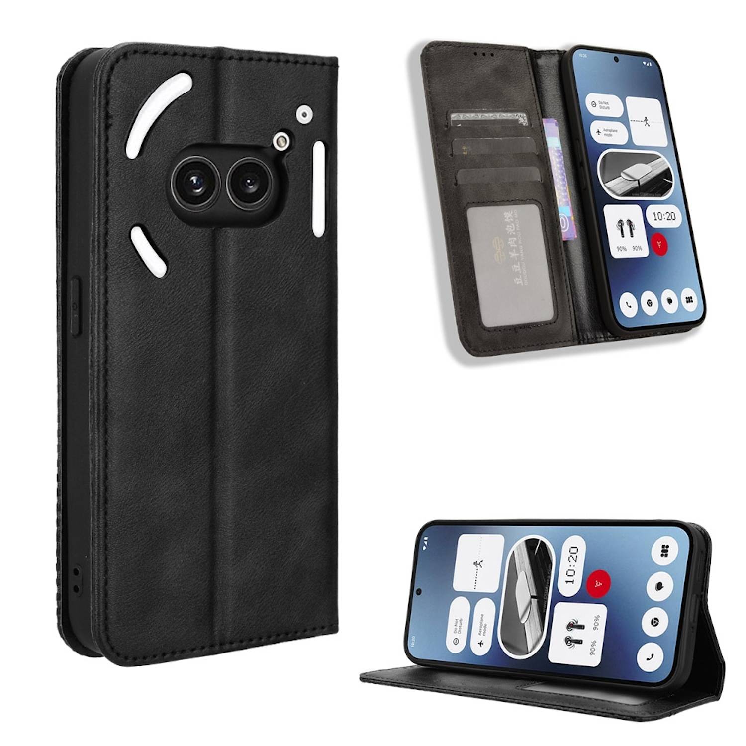 Für Nothing Phone 2a / Plus Kunstleder Book Wallet Tasche Retro Textur