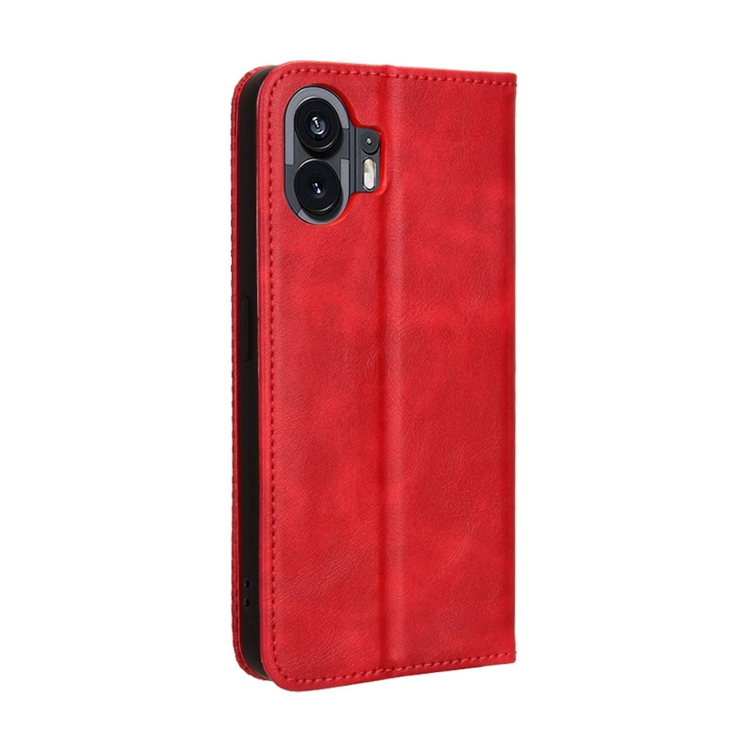 Für Nothing Phone 2 Kunst Leder Book Wallet Schutz Tasche Retro Textur