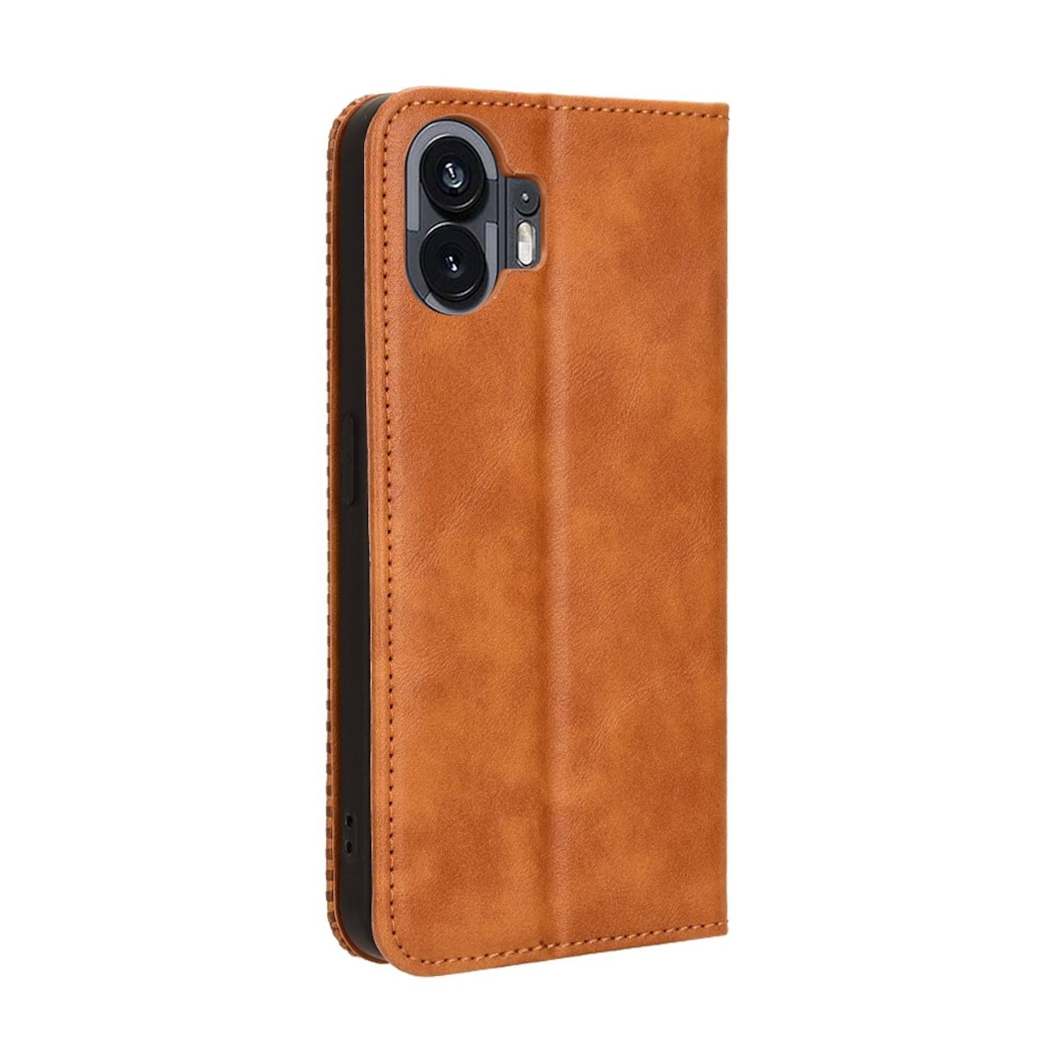 Für Nothing Phone 2 Kunst Leder Book Wallet Schutz Tasche Retro Textur