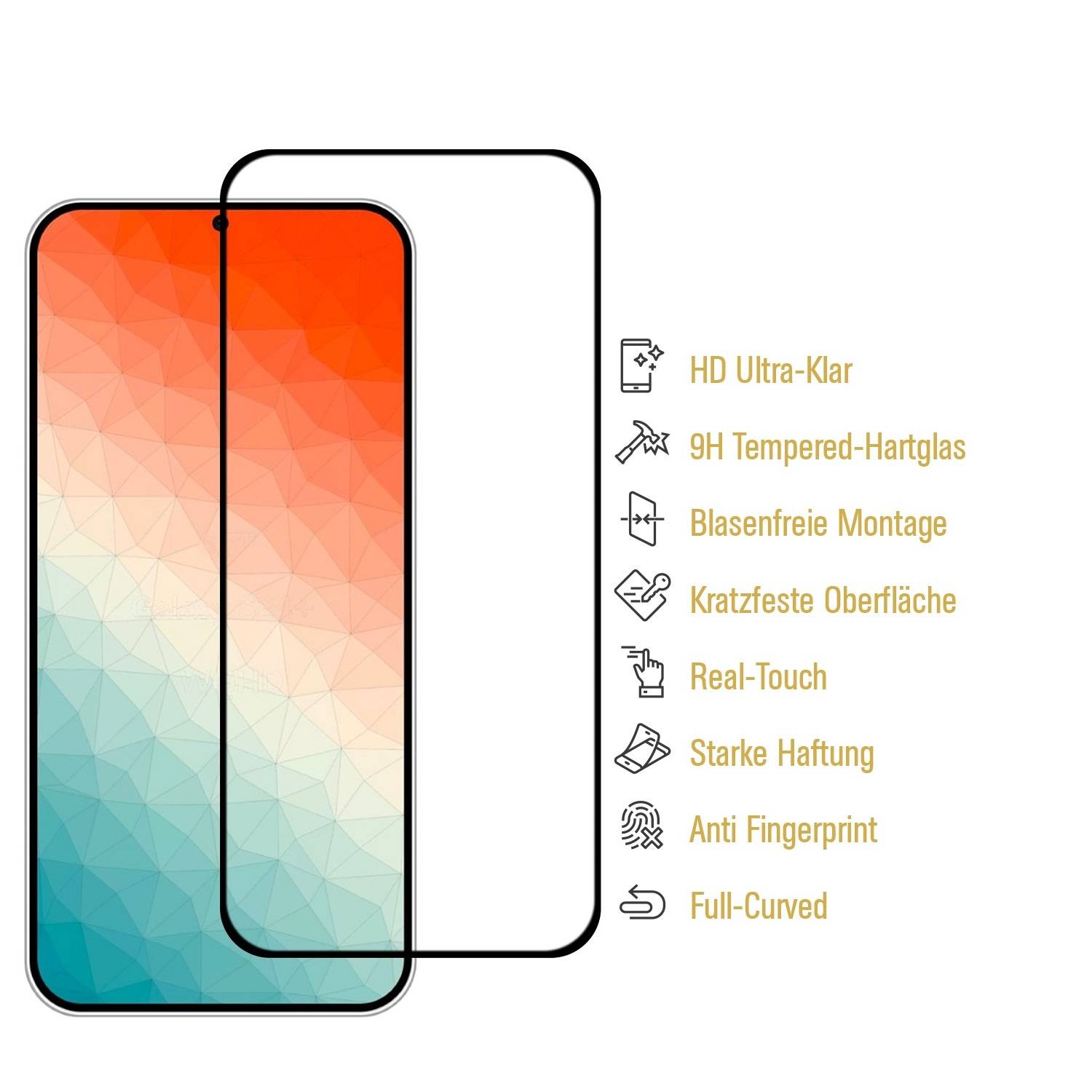 2x 9H Panzerglas für Samsung Galaxy S24 Plus Full-Cover HD KLAR echtes Tempered Glass Displayschutz Schutzglas Schuzfolie Panzerglas Panzerfolie