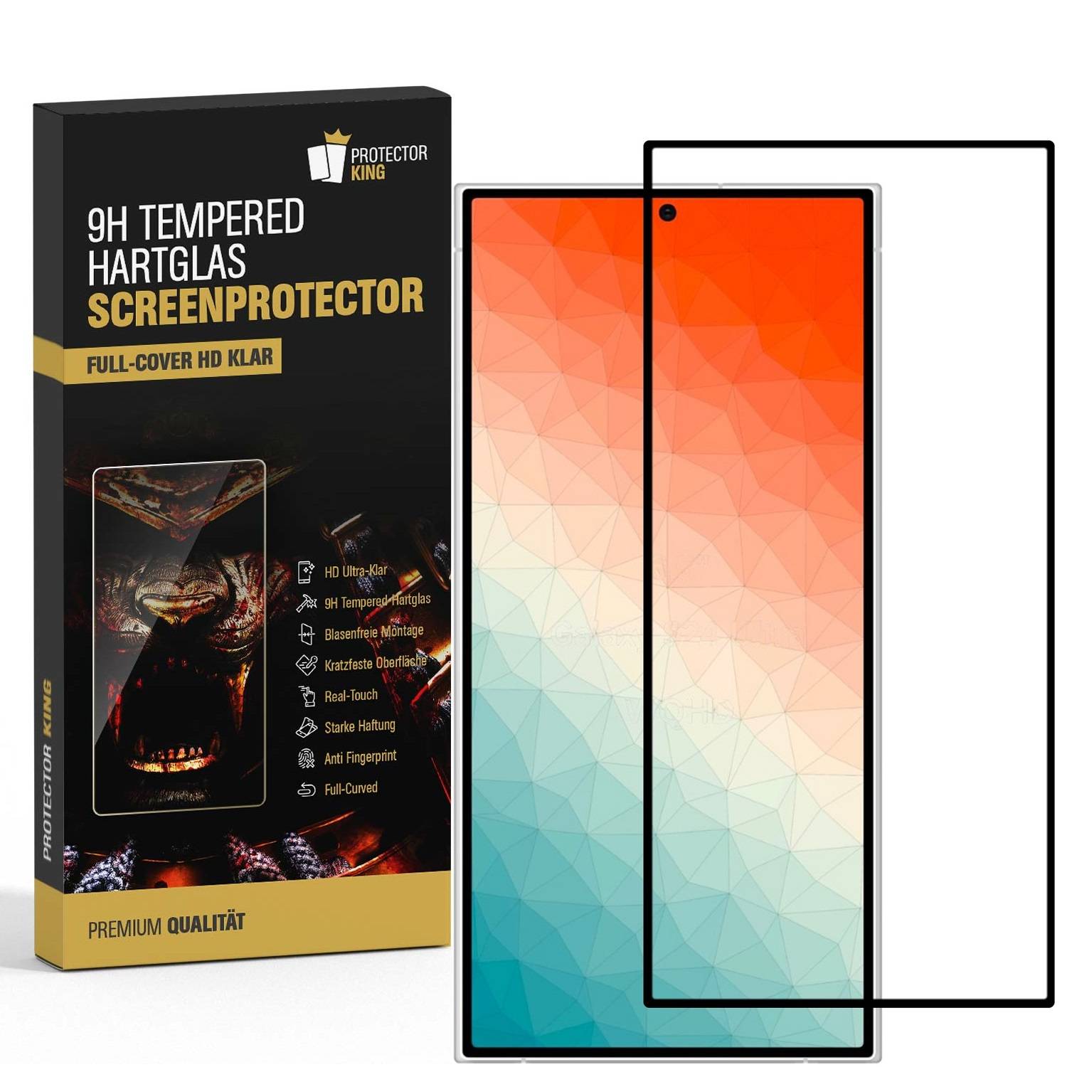 5x 9H Panzerglas für Samsung Galaxy S24 Ultra FULL COVER 3D KLAR Displayschutz Schutzglas Schutzfolie ECHTES TEMPERED GLASS Panzerfolie