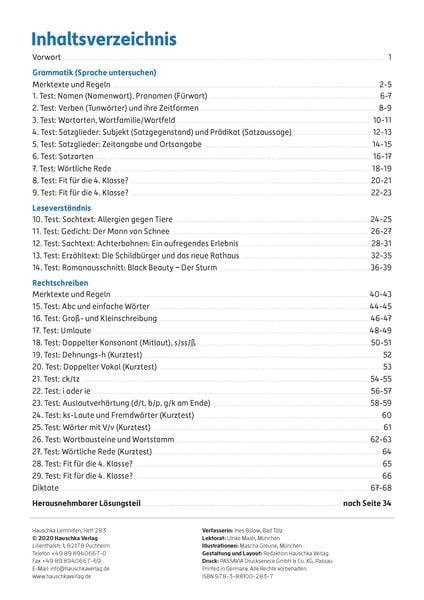 Übungsheft mit Tests in Deutsch 3. Klasse