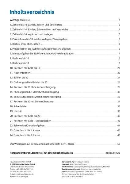 Übungsheft mit Tests in Mathe 1. Klasse
